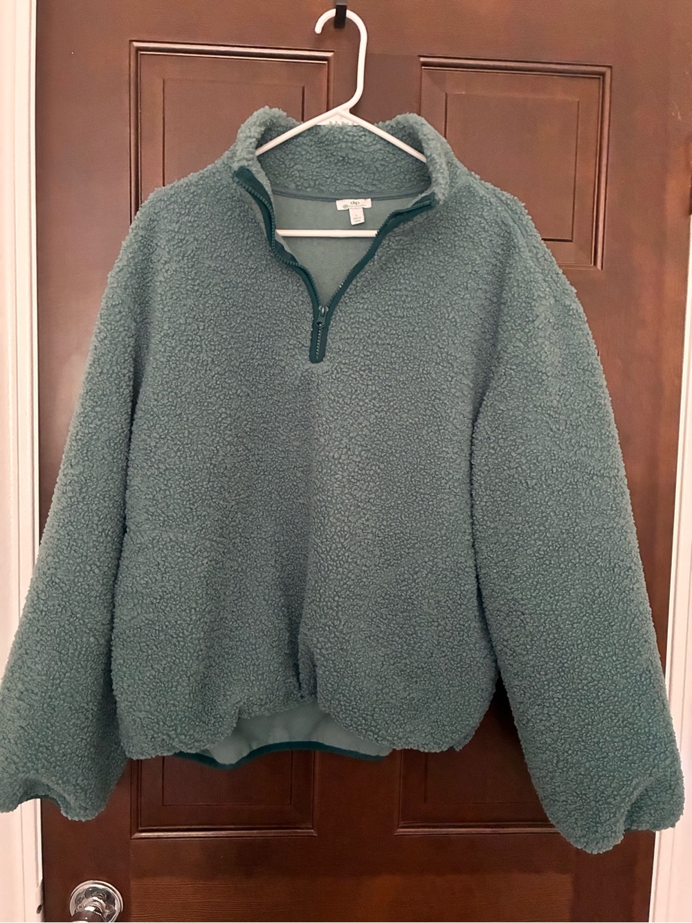 dip Plush Sherpa Quarter-Zip Pullover in Sage Green
